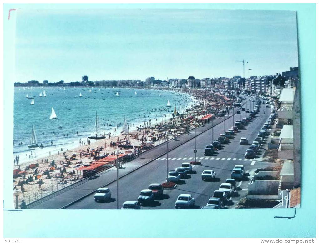 V6-44-loire Atlantique-la Baule-plage -et Remblai-voitures-automobile-voiliers-anime - La-Plaine-sur-Mer