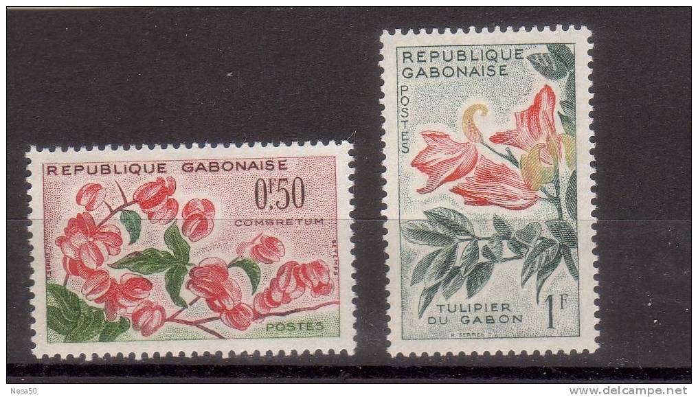 Gabon Postfris (R) 1961 Mi Nr 160+161 Flowers - Gabon (1960-...)