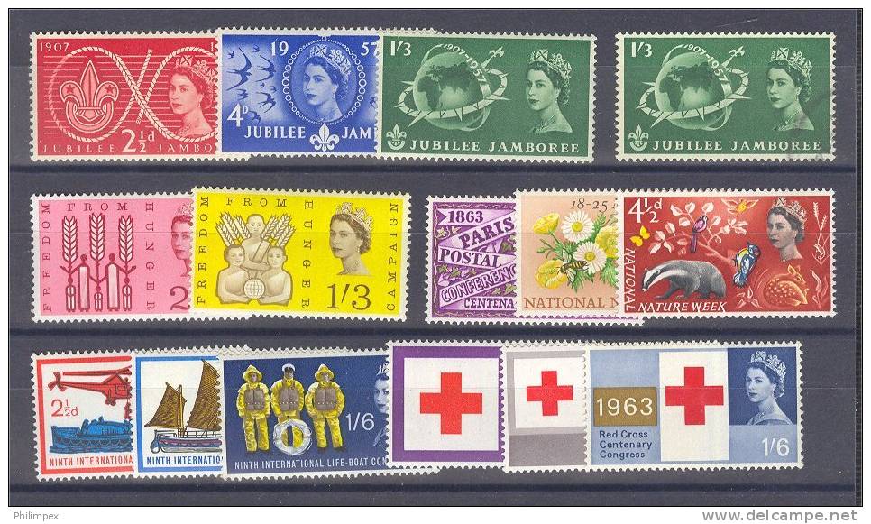 GREAT BRITAIN, VERY NICE GROUP ONLY NEVER HINGED STAMPS **! - Collections