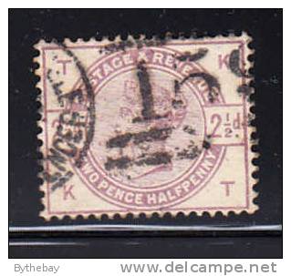 Great Britain Used Scott #101 2 1/2p Victoria, Lilac Position 'KT' - Usados