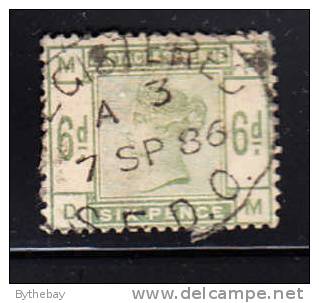 Great Britain 1883-84 Used Scott #105 6p Victoria, Green Position 'DM' - Usados