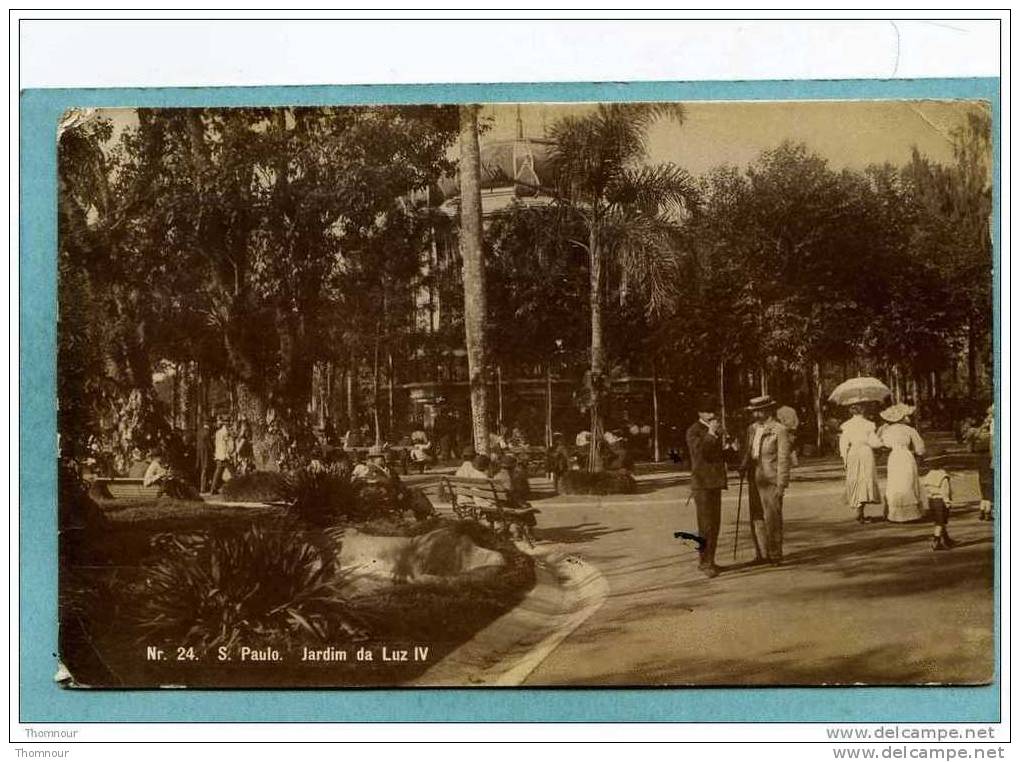 S.  PAULO.  -  Jardim  Da  Luz  IV  -  1909  -  CARTE PHOTO ANIMEE - ( Petites Usures Angles ) - São Paulo