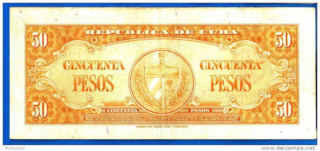 Cuba 50 Pesos 1950 Iniguez Caraibe Caribe Kuba Pesos Paypal Bitcoin OK! - Cuba