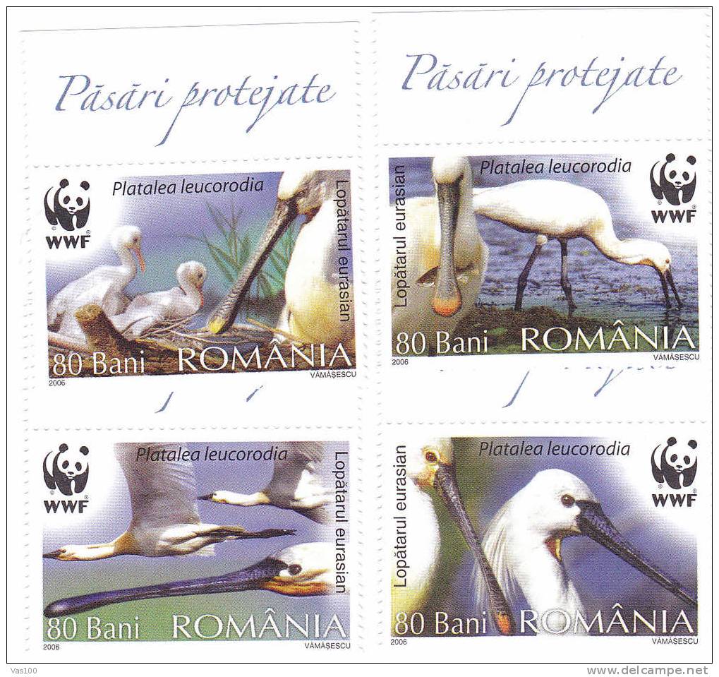 Birds Pelican WWF 2006 Full Set MNH - Romania. - Unused Stamps
