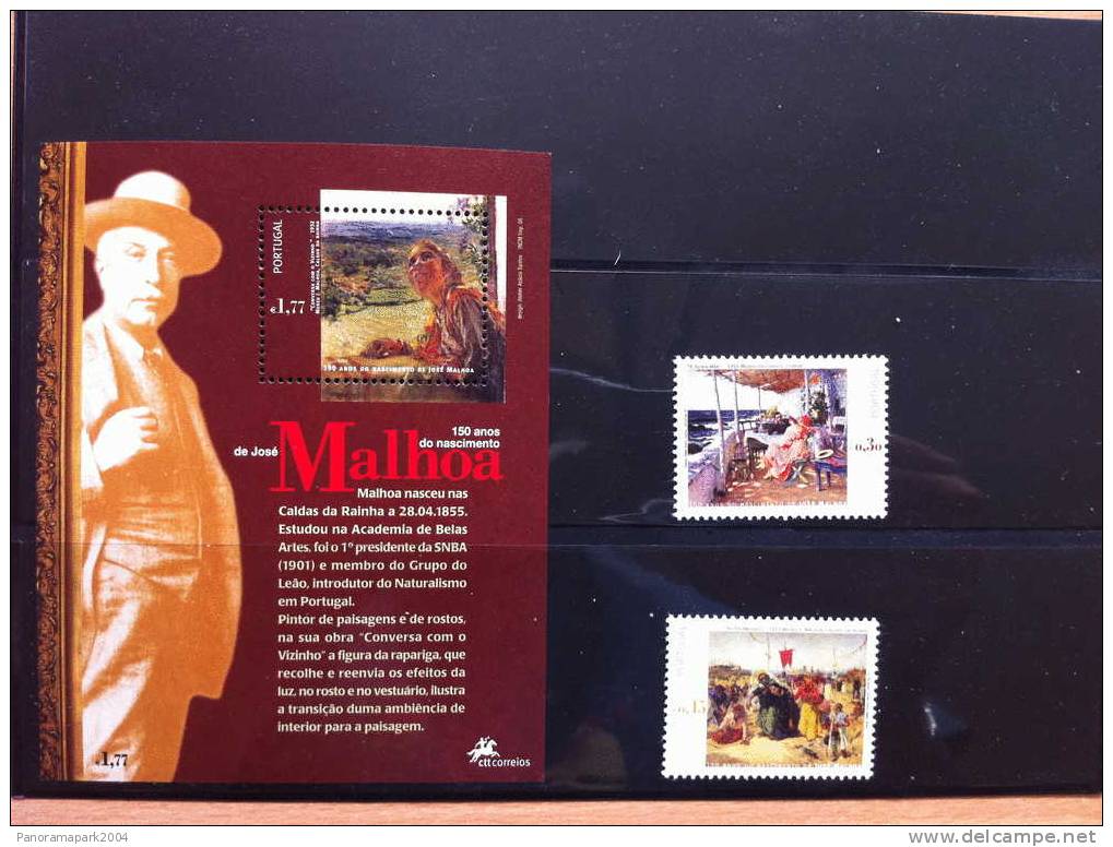 PORTUGAL 2005 JOSE MALHOA PAINTER PEINTRE MALER PAINTING / 1 Bloc Block Sheet + 2 Timbres Stamps Marken - Unused Stamps
