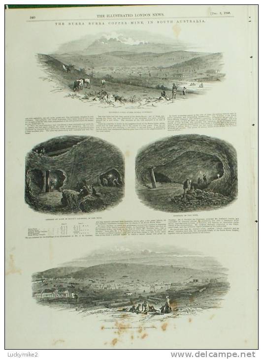 Illustrated London News  Dated  2nd December 1848  (the Pope, Kooranga + Burra Burra Mine, St Petersburgh Interest) - Newspaper Comics