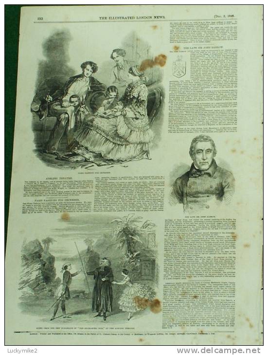 Illustrated London News  dated  2nd December 1848  (the Pope, Kooranga + Burra Burra mine, St Petersburgh interest)