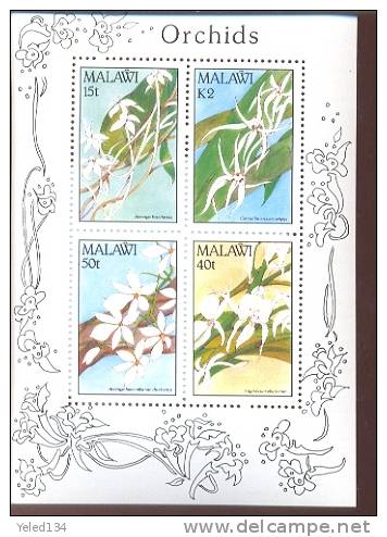 MALAWI   581-A  MINT NEVER HINGED MINI SHEETS OF FLOWERS - ORCHIDS   #  M-591-1   ( - Orchideeën