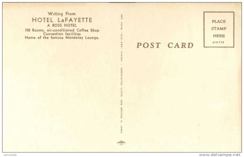 USA – United States – Hotel LaFayette, A Boss Hotel, Rockford, Illinois Unused Postcard [P4041] - Rockford