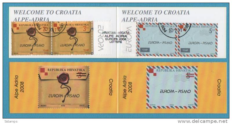 2008  857-58  DER BRIEF  CROAZIA  KROATIEN HRVATSKA   EUROPA CEPT BOOKLET RARO  USED - 2008