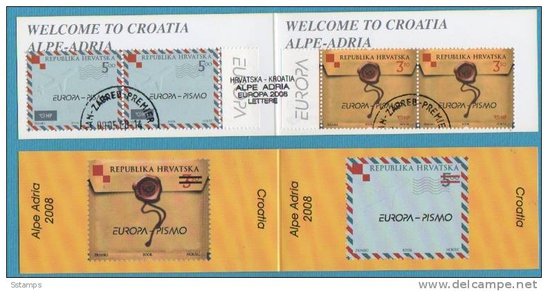 2008  857-58  DER BRIEF  CROAZIA  KROATIEN HRVATSKA   EUROPA CEPT BOOKLET RARO  USED - 2008