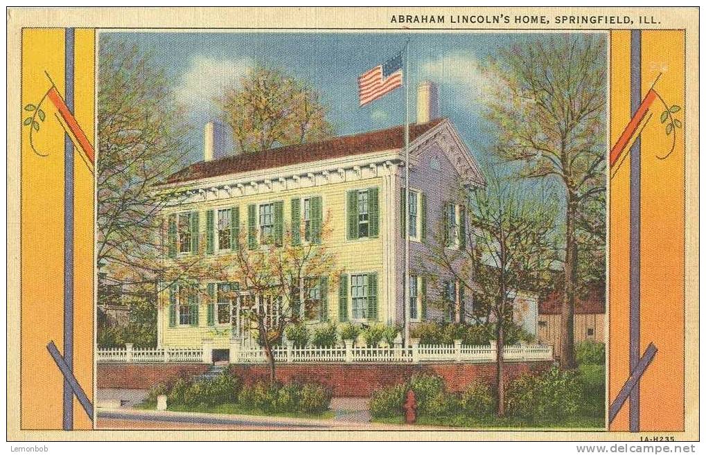 USA – United States – Abraham Lincoln's Home, Springfield, Illinois Unused Linen Postcard [P4059] - Springfield – Illinois