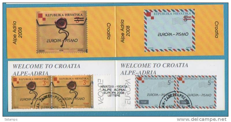 2008  857-58  DER BRIEF CROAZIA  KROATIEN HRVATSKA   EUROPA CEPT BOOKLET RARO  USED - 2008