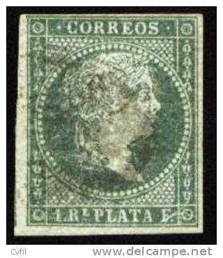 ANTILLAS ESPAÑOLAS / CUBA 1855 - The 1 REAL With Watermark Loops Variety - Cuba (1874-1898)