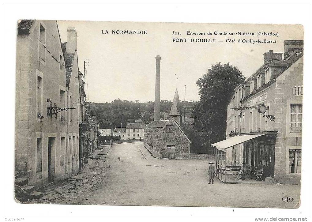 Pont-D'Ouilly (14) : L´Hôtel De "La Grace De Dieu" Côté Oully-le-Basset  Et Usine Env 1910 (animée). - Pont D'Ouilly