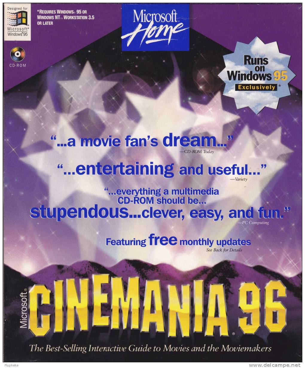 Cinemania 96 Encyclopédie Sur Cd-Rom Microsoft Home 1995 - Film/ Televisie