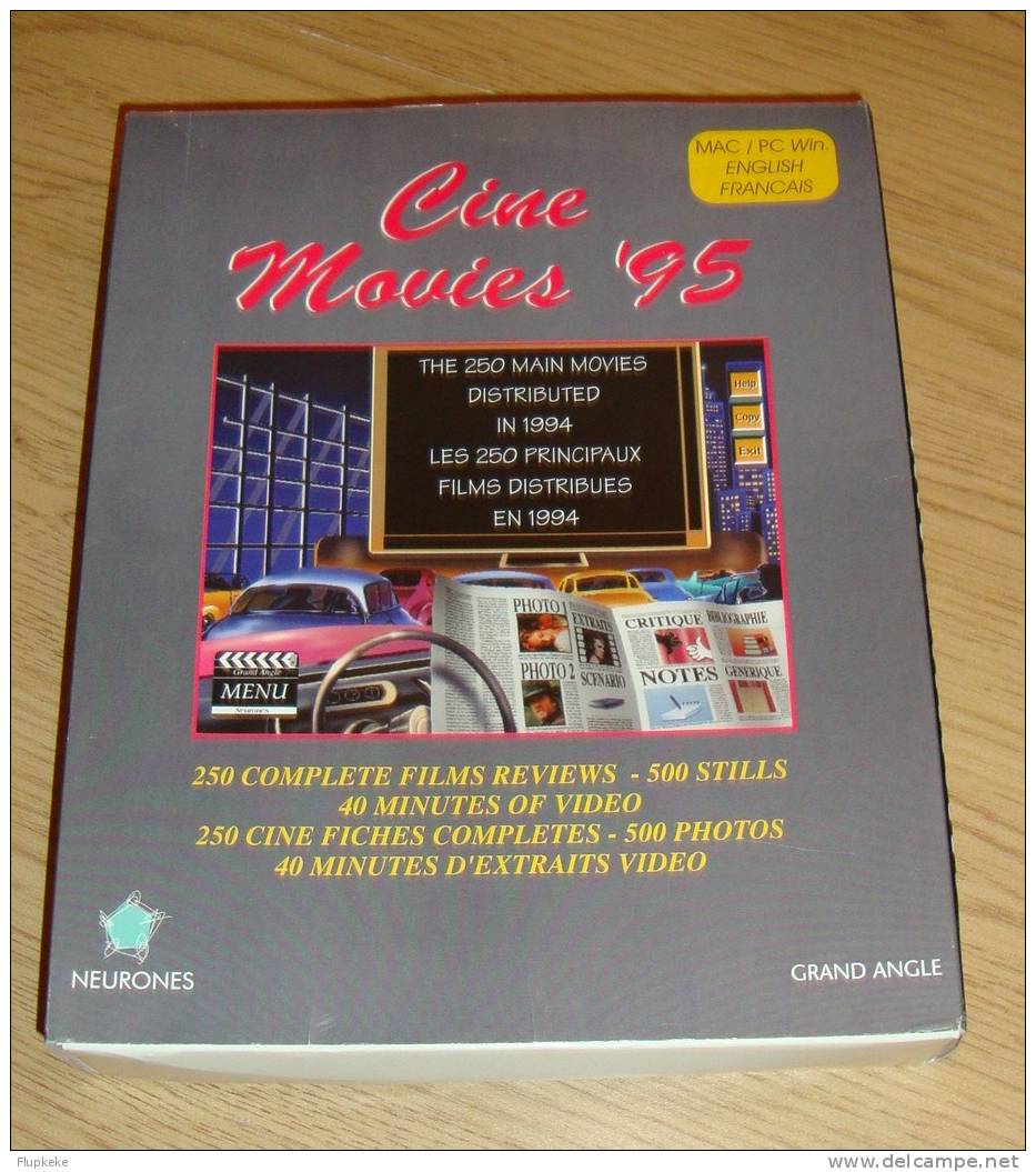 Cine Movies ´95 Encyclopédie sur Cd-Rom Éditions Grand Angle Neurones 1996