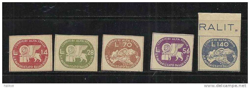 ITALIA REGNO ITALY KINGDOM LUOGOTENENZA 1945 CORALIT LEONE E BICICLETTA SERIE COMPLETA COMPLETE SET MNH - Neufs