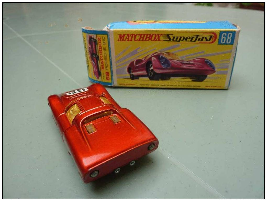 Matchbox, Superfast 68,Porsche 910, Boîte D´origine, 1970. - Jouets Anciens