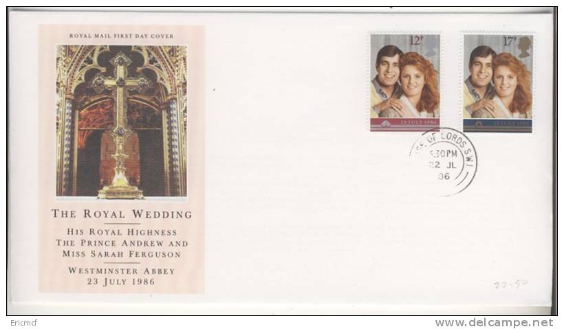 GB 1986 Royal Wedding FDC House Of Lords SHS - 1981-1990 Decimal Issues