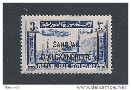 Sandjak D'Alexandrette 1938 - Airmail Stamp Of Syria Surch. 3 Pi.  Y&amp;T  PA4  Mi. 16 - MH - 1934-39 Sandjak D'Alexandrette & Hatay