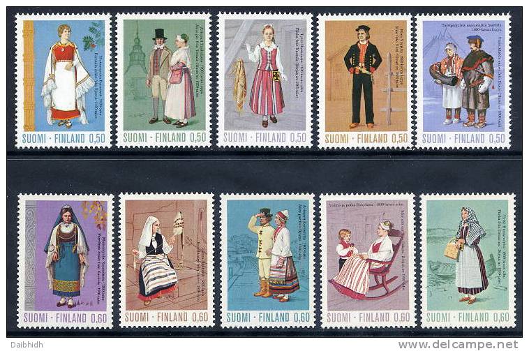 FINLAND 1972-73  Regional Costumes Set  MNH / **.  Michel 710-14, 733-37  SG 823-32 - Unused Stamps