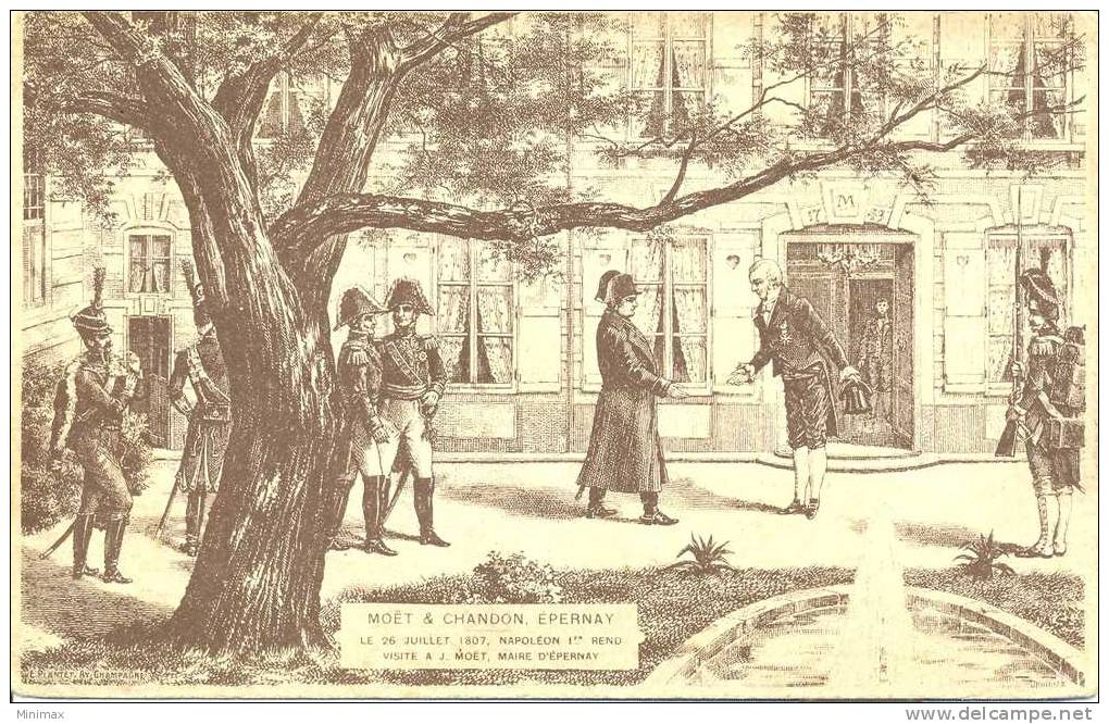 Le 26 Juillet, 1807, Napoléon I°, Rend Visite A J.Moët, Maire D'Epernay, Pub Dos - Personnages
