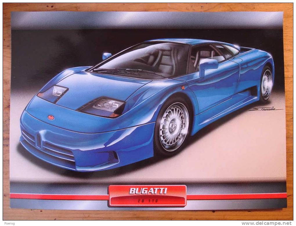 BUGATTI EB 110 - FICHE VOITURE GRAND FORMAT (A4) - 1998 - Auto Automobile Automobiles Car Cars Voitures - Coches