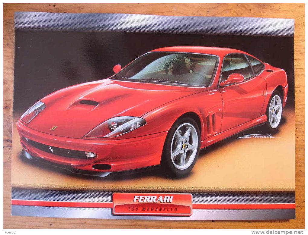 FERRARI 550 MARANELLO - FICHE VOITURE GRAND FORMAT (A4) - 1998 - Auto Automobile Automobiles Car Cars Voitures - Auto's