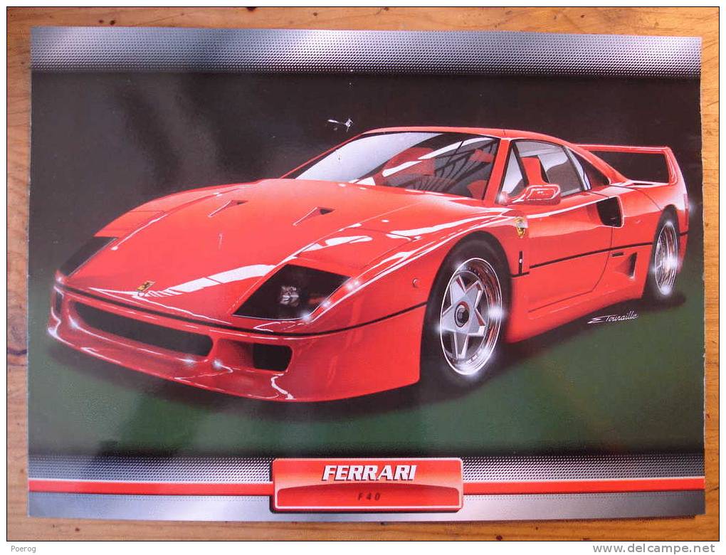 FERRARI F40 - FICHE VOITURE GRAND FORMAT (A4) - 1998 - Auto Automobile Automobiles Car Cars Voitures - Coches