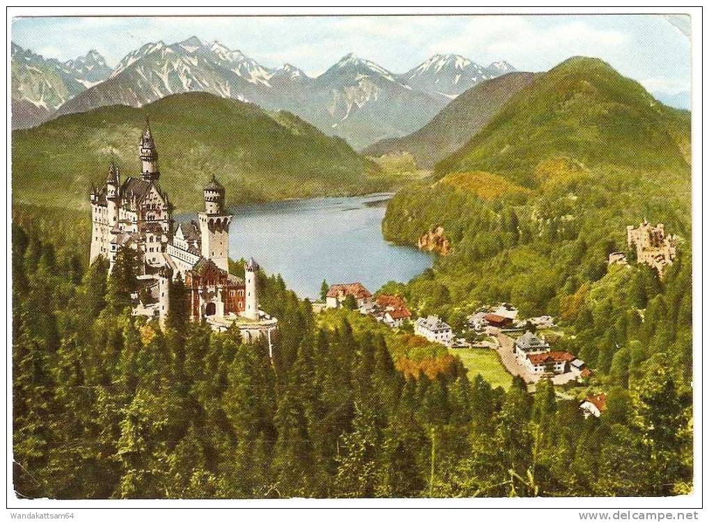 AK 4069 Königsschlösser Neuschwanstein Und Hohenschwangau Mit Ort Hohenschwangau Und Alpsee Gegen Tiroler Alpen 30.5.61. - Füssen