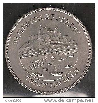 JERSEY:  25 PENCE FROM 1977   "QUEEN ELIZABETH THE SECOND 1952-1977" - Iles Anglo-normandes