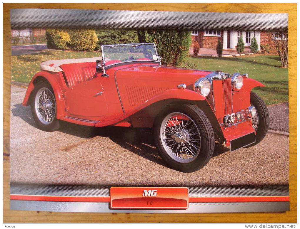 MG TC - FICHE VOITURE GRAND FORMAT (A4) - 1998 - Auto Automobile Automobiles Car Cars Voitures - Coches