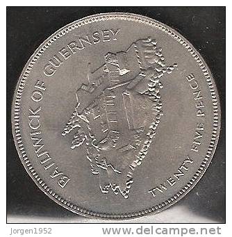 GUERNSEY:  25 PENCE  FROM 1978   "QUEEN ELIZABETH THE SECOND 1952-1977" - Kanaaleilanden