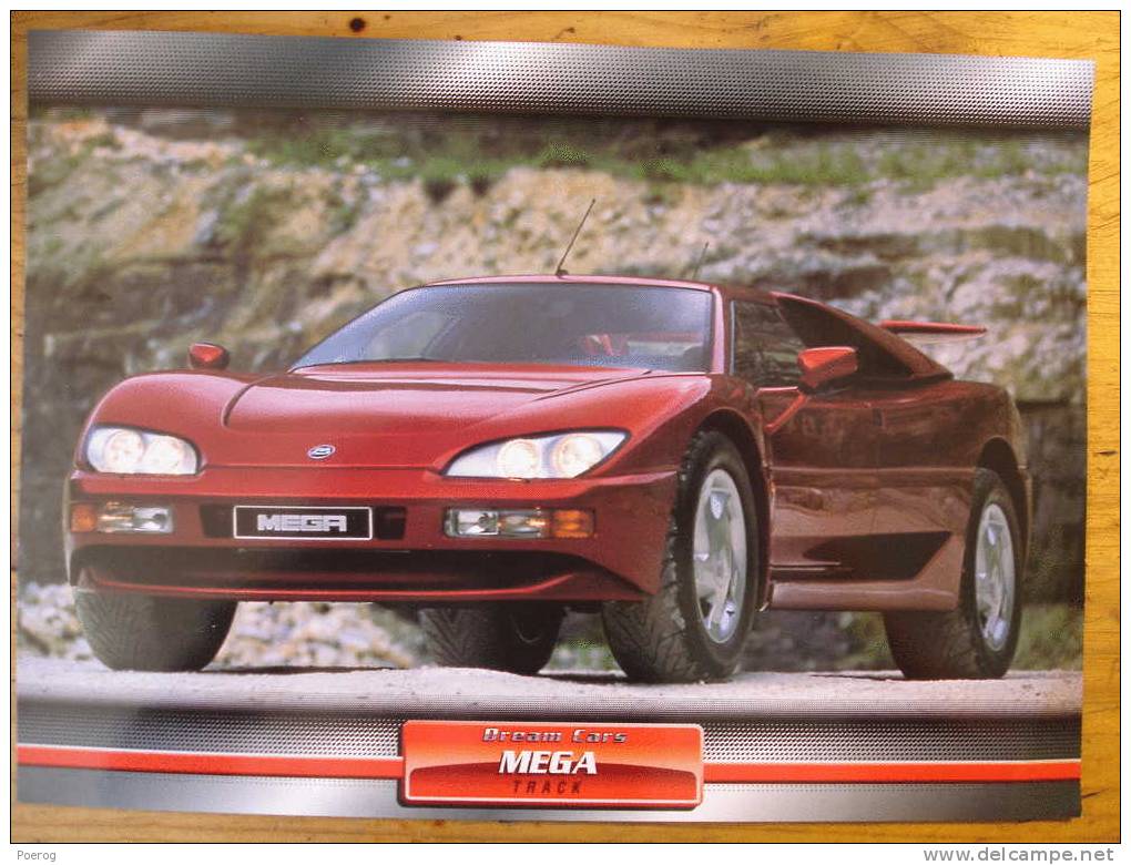 MEGA TRACK - FICHE VOITURE GRAND FORMAT (A4) - 1998 - Auto Automobile Automobiles Voitures Car Cars - Auto's