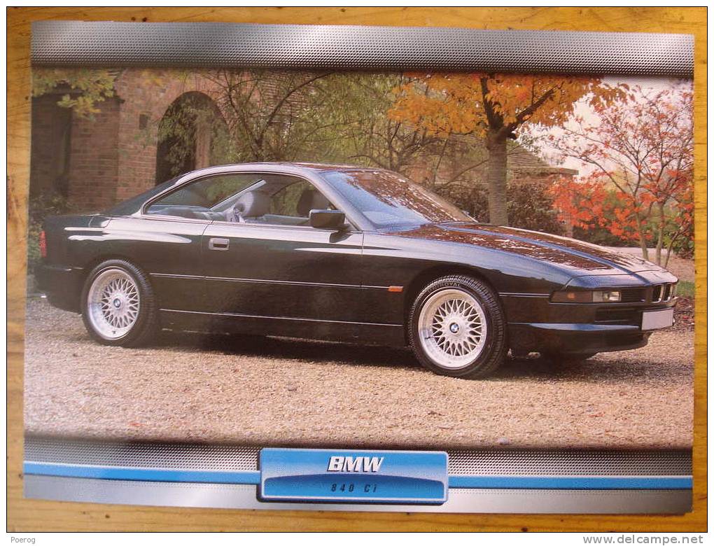 BMW 840 Ci - FICHE VOITURE GRAND FORMAT (A4) - 1998 - Auto Automobile Automobiles Voitures Car Cars - Automobili