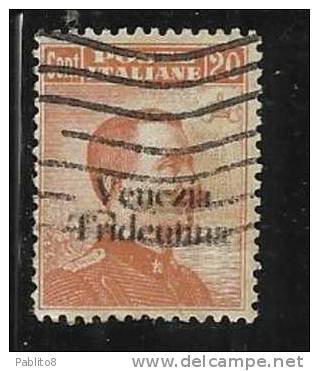 TRENTINO ALTO ADIGE 1918 SOPRASTAMPATO D´ITALIA ITALY OVERPRINTED CENT. 20 C USATO USED OBLITERE' - Trento