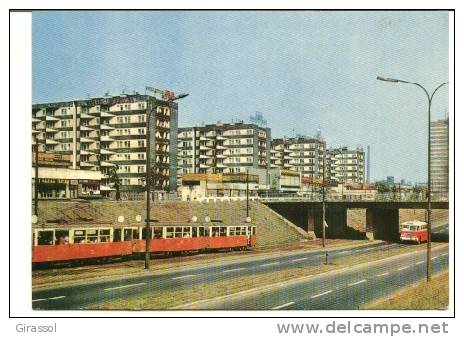 CPSM KATOWICE POLOGNE Train Bus Immeubles - Trains