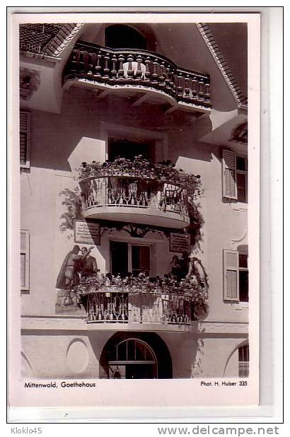 Allemagne - Mittenwald Goethehauss - Vue Des Balcons De La Maison Fleurs Dessins Sur Mur Personnages - CPSM - Mittenwald