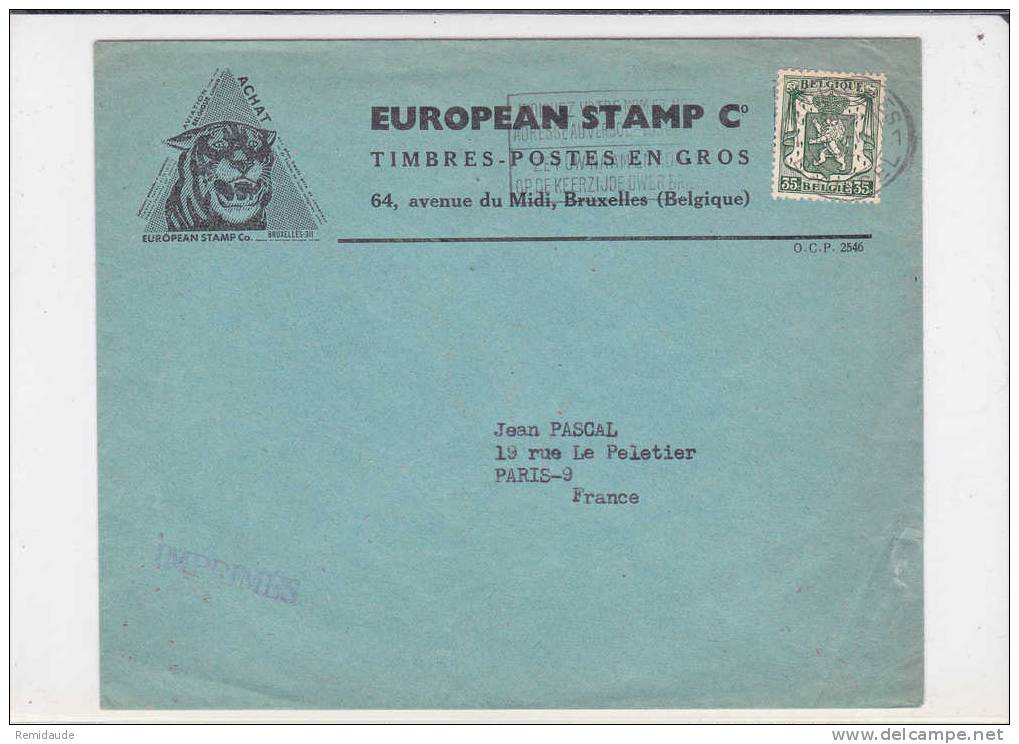 BELGIQUE - 1946 - ENVELOPPE COMMERCIALE (TIMBRES) De BRUXELLES Pour PARIS - Cartas & Documentos