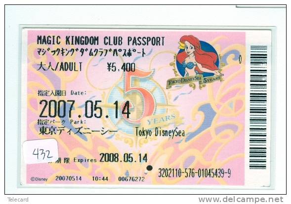 Disney * PASSPORT * Entreecard JAPON * TOKYO DISNEYLAND Passeport (432) JAPAN PASS * CINEMA * FILM * - Disney