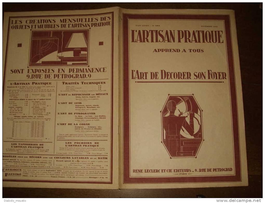 Nov 1932    ART-DECORATIF  Revue L' ARTISAN PRATIQUE...avec Beau Model En Couleur Sur Double- Page : Rue De CHERBOURG - Décoration Intérieure