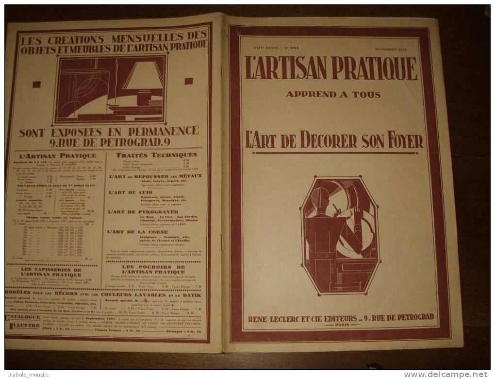 Nov 1932    ART-DECORATIF  Revue L' ARTISAN PRATIQUE...avec Beau Model En Couleur Sur Double- Page : Rue De CHERBOURG - Interieurdecoratie