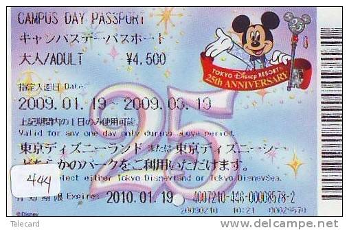 Disney * PASSPORT * Entreecard JAPON * TOKYO DISNEYLAND Passeport (444) JAPAN PASS * CINEMA * FILM * - Disney