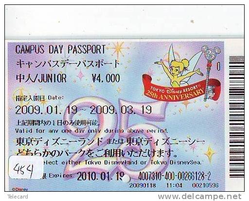 Disney * PASSPORT * Entreecard JAPON * TOKYO DISNEYLAND Passeport (454) JAPAN PASS * CINEMA * FILM * - Disney