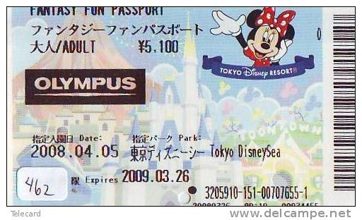 Disney * PASSPORT * Entreecard JAPON * TOKYO DISNEYLAND Passeport (462) JAPAN PASS * CINEMA * FILM * - Disney