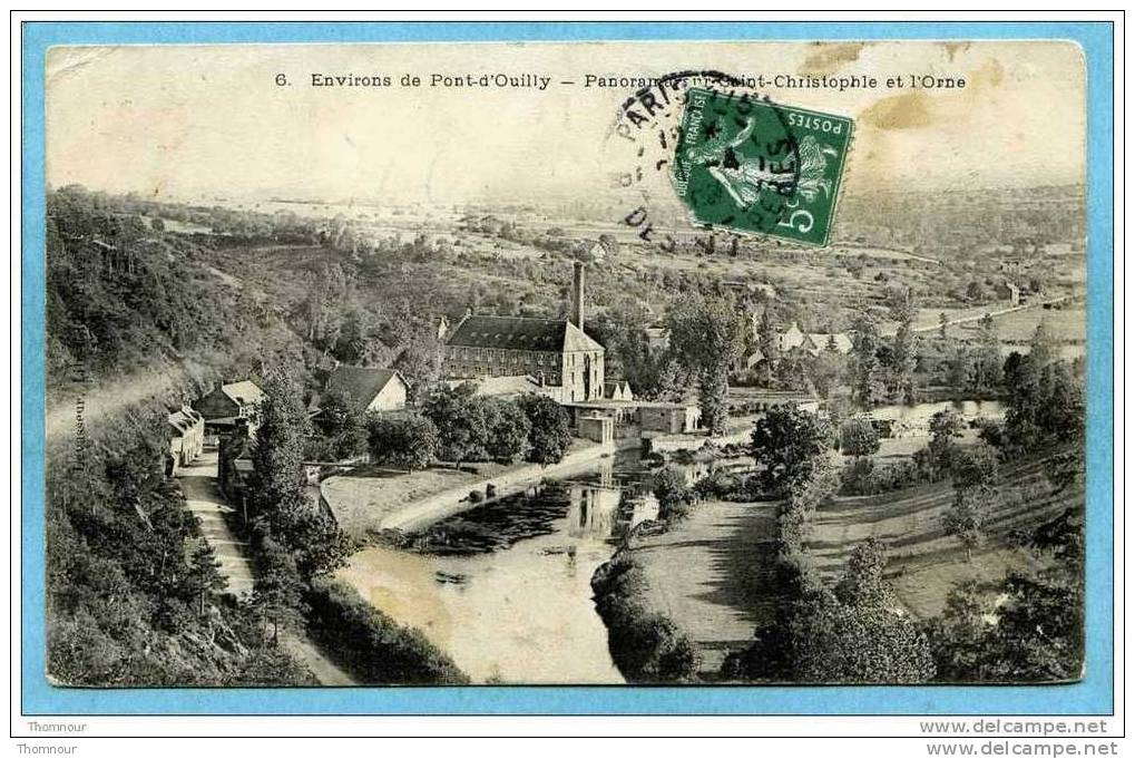 14  - Environs De  PONT - D´ OUILLY  -  Panorama Sur Saint-Christophe Et  L´ Orne  -  1909  - ( Tachée ) - Pont D'Ouilly
