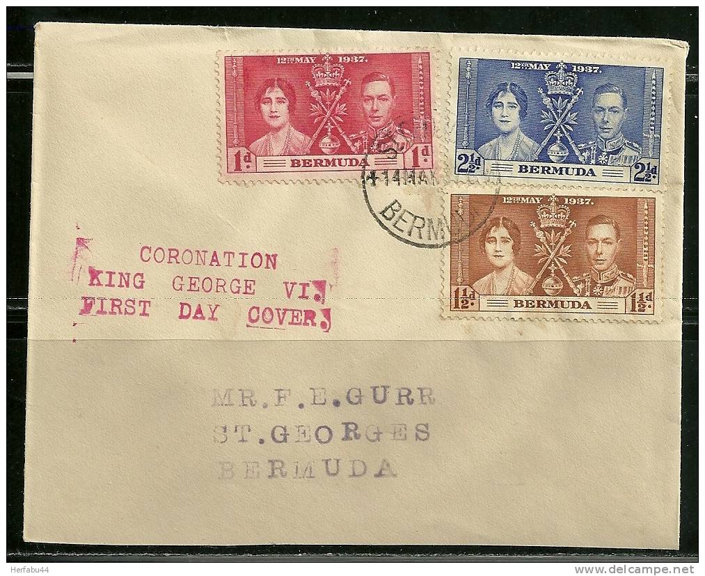 Bermuda    "Coronation"    Set    SC#  115-17   (First Day Cover) - Bermuda