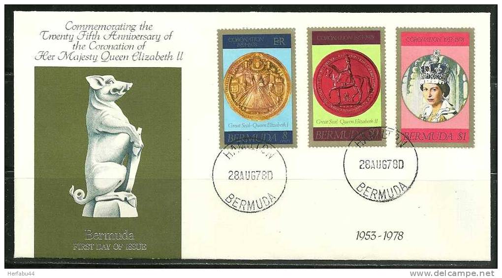 Bermuda    "Coronation"    Set    SC#  360-62  (First Day Cover) - Bermudas