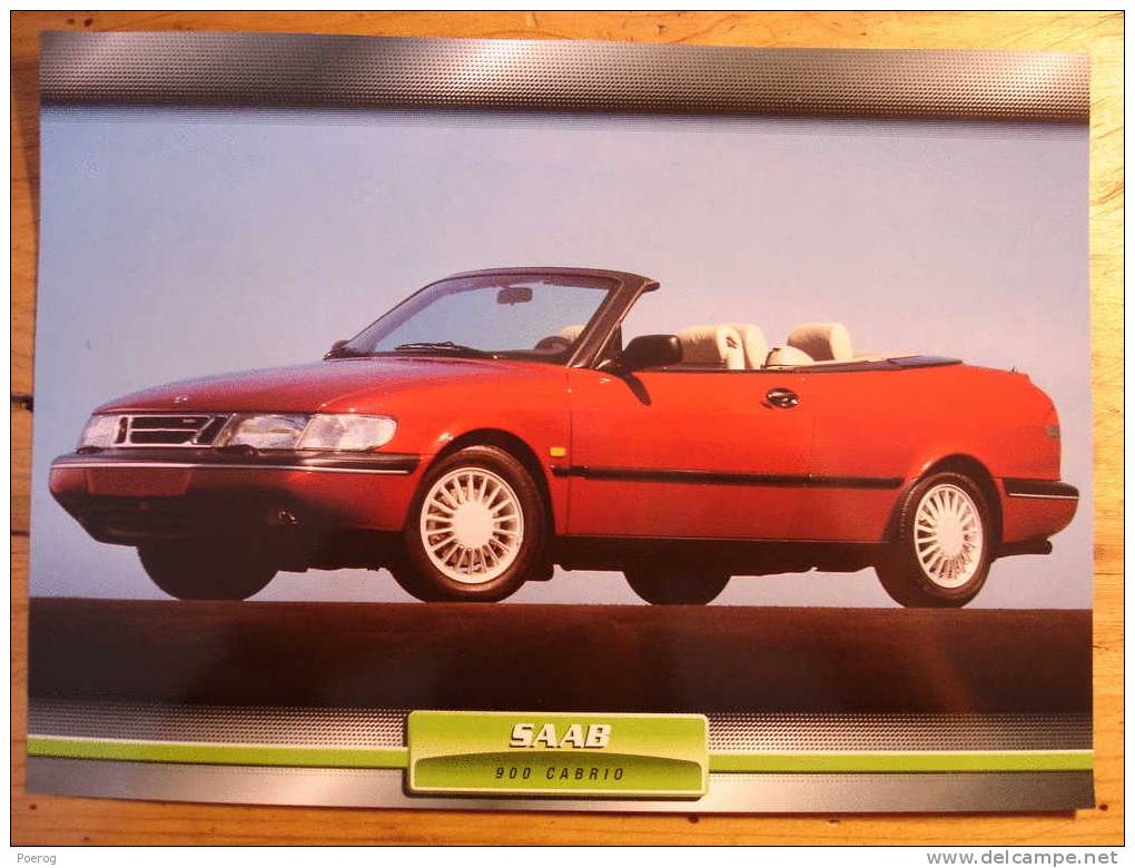 SAAB 900 CABRIO - FICHE VOITURE GRAND FORMAT (A4) - 1998 - Auto Automobile Automobiles Voitures Car Cars - Autos
